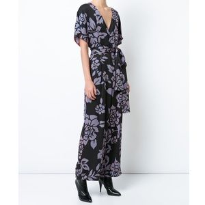 Diane von Furstenberg black silk jumpsuit sz 6